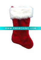 Wholesale 18in red plush stocking w hp cuff Christmas plush stocking