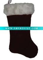 Wholesale 19 velvet stocking w plush cuff Christmas plush stocking