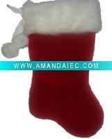 Wholesale 20in 1575 red plush stocking w3375cuff Christmas plush stocking