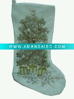 Wholesale 20 inches satin stocking with hand embroidery pattern