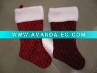 Wholesale 19inches velvet stocking with plush cuff
