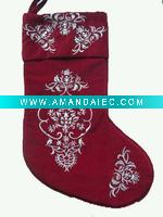 Wholesale 20 inches velvet stocking with embroidery pattern