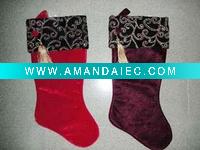 Wholesale 22inches velvet stocking with jacquard cuff and tassel