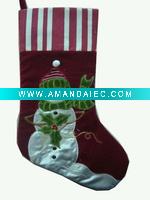 Wholesale 19.5 inches velvet stocking with embroidery patter