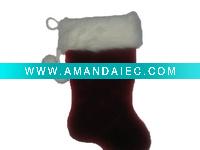 Wholesale 20in 1575 burgundy plush stocking w 3375 cuff Christmas plush stocking