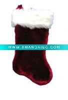 Wholesale 20in burgundy 1575 plush stocking w hp cuff Christmas plush stocking