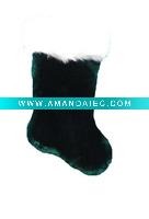 Wholesale 18in 1575 green plush stocking w hp cuff Christmas plush stocking