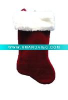 Wholesale 19in 0987 burgundy supersoft plush stocking w 2090cuff Christmas plush stocking