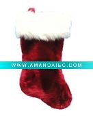 Wholesale 18in 1575 burgundy plush stocking w hp cuff Christmas plush stocking