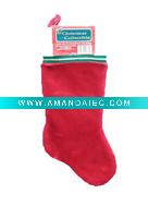 19in red plush non woven cuff and heat paper Christmas plush stocking