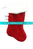 20in 1575 red plush stocking w hp cuff and pom Christmas plush stocking