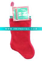 19in 1054 red plush stocking w non woven cuff and 1 gillter pen Christmas plush stocking