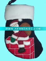 Wholesale 9" felt xmas stocking with santa designs
