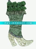 Wholesale 19" Xmas green Velvet boot