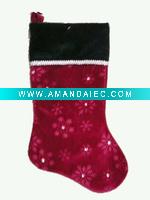 Wholesale 19" vevelt snowflake pattern xmas stocking with sequins