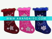 Wholesale 19" Velvet stocking with embroidery star and letter