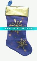 Wholesale 19inches Satin xmas stocking with sequins snowflake