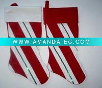 Wholesale 19" xmas velvet candy stripe stocking