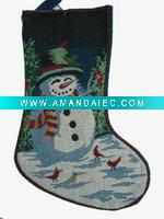 Wholesale 19"Jaquard xmas stocking with snowman pattern