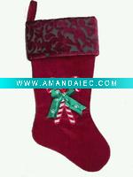 Wholesale 19inches velvet stocking with jacquard cuff