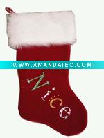 Wholesale 19inches velvet printed words stocking and HP plush cuff