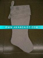 Wholesale 19 inches velvet embossed pattern stocking with printde snowflake