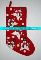 Wholesale Xmas vlevet appliqued and embroidery stocking