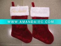 Wholesale 17inches plush stocking with embroidery word