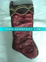 Wholesale 20inches satin stocking with embroidery pattern