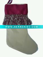Wholesale 19 inches velvet stocking with rope bingding