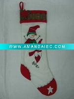 Wholesale 20inches velvet stocking with embroidery pattern