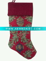 Wholesale 19inches jacquard stocking with velvet cuff