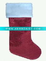 Wholesale 20inches sequins stocking with plush cuff