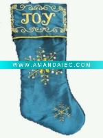 Wholesale 20 inches satin stocking with handed snowflake