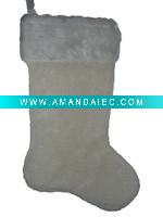 Wholesale 17in white plush stocking Christmas plush stocking