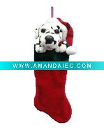 Wholesale animal head plush stocking Christmas plush stocking