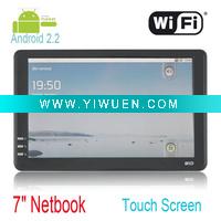 Wholesale 7 inch Touch Screen Netbook Android 2.2 Version OS Android Market preloaded Google Map/GPS Bluetooth WIFI 256M 2G A81E