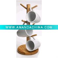 Wholesale wooden cup rack with branch holder