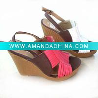 Wholesale fushia color ladies fashion wedge sandals 2011