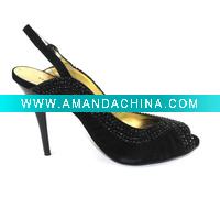 Wholesale MG-17-2-2VELONY fashion black suede high heel fish mouth sandals