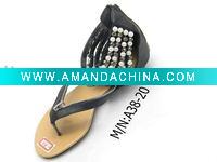 Wholesale beaded sandal 2011 newest hot-selling bead sandals ladies flat sandals casual PU flat sandals