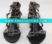Wholesale 2011 popular flat black sandals