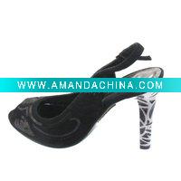 Wholesale VELONY 2011 new style fashion black suede leather high heel sandals for women with sequins