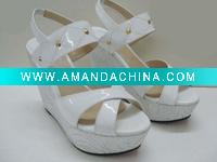Wholesale women's heels,women's white sandals,wood bottom,brand