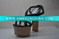 Wholesale black color fashion lady high heel sandal
