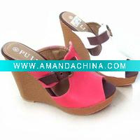 Wholesale fushia color ladies fashion wedge sandals 2011