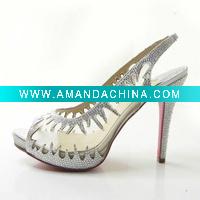 Wholesale Crystal Diamond Flame Edge Slingback High Heel Sandals