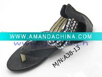 Wholesale Wholesale supply export hot-selling bead Gladiator sandals casual flat colored beads flat sandals