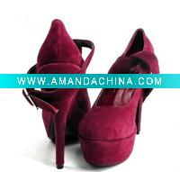 Wholesale 2011 latest SUEDE waterproof tieback red high heel shoes wholesale/retail