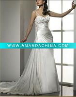 Wholesale Hot Sell one shoulder A line wedding dress with double shoe string strap CBW10993